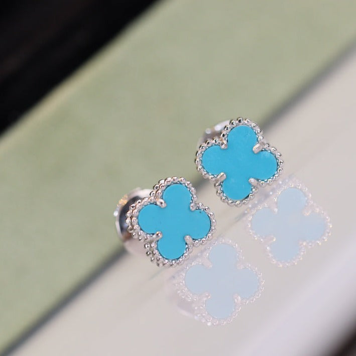 [Together]CLOVER MINI TURQUOISE SILVER STUD EARRINGS
