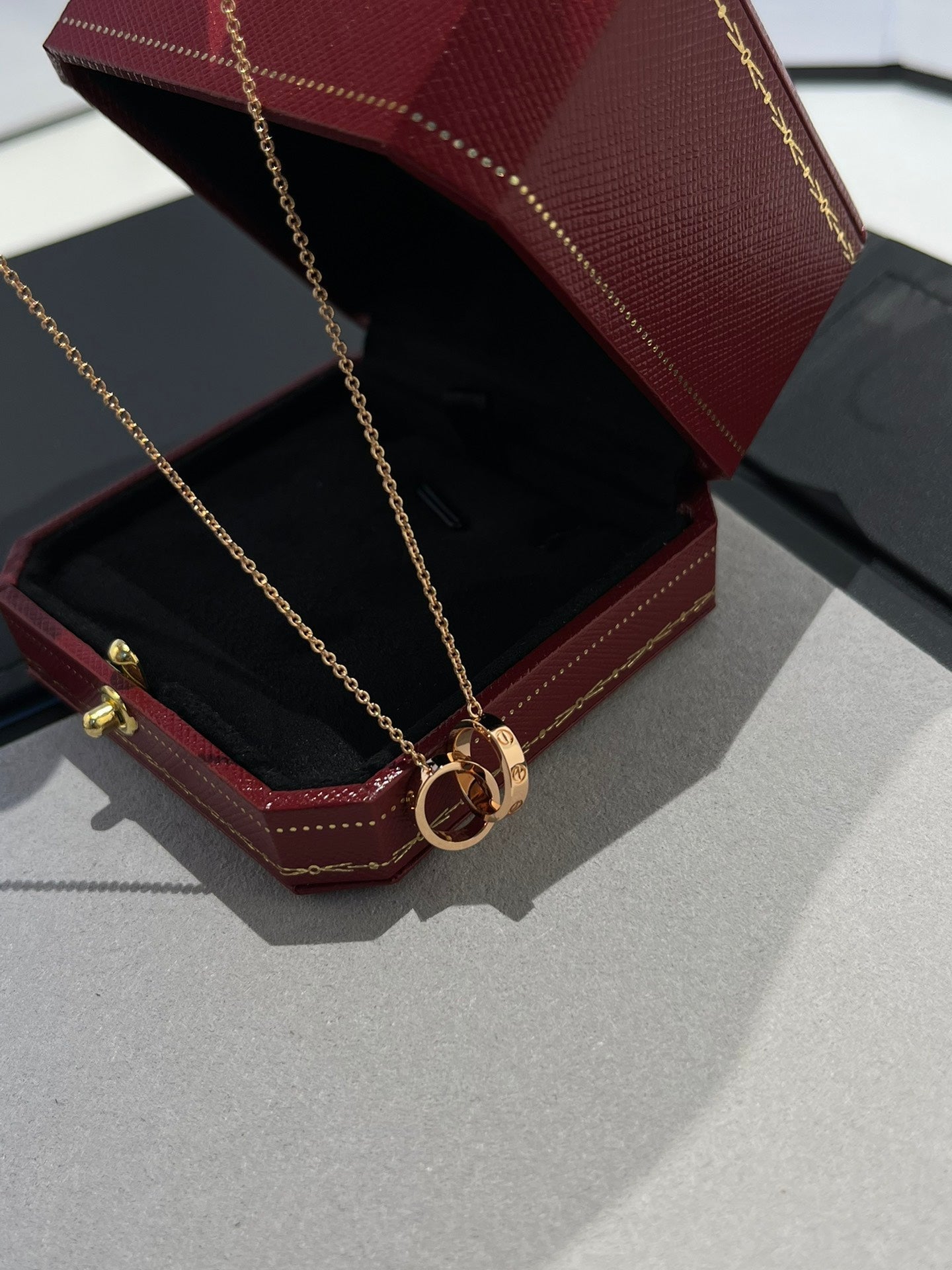 [Together Jewelry]LOVE NECKLACE DOUBLE RING PINK GOLD