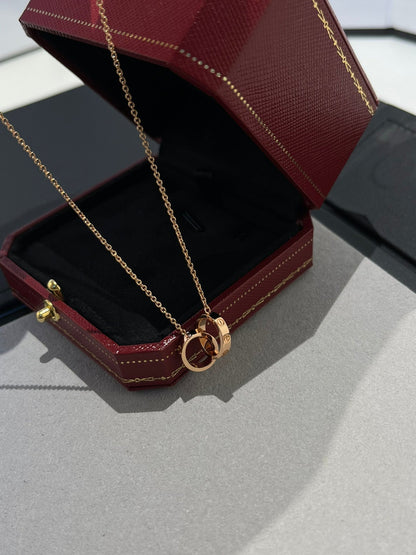 [Together Jewelry]LOVE NECKLACE DOUBLE RING PINK GOLD