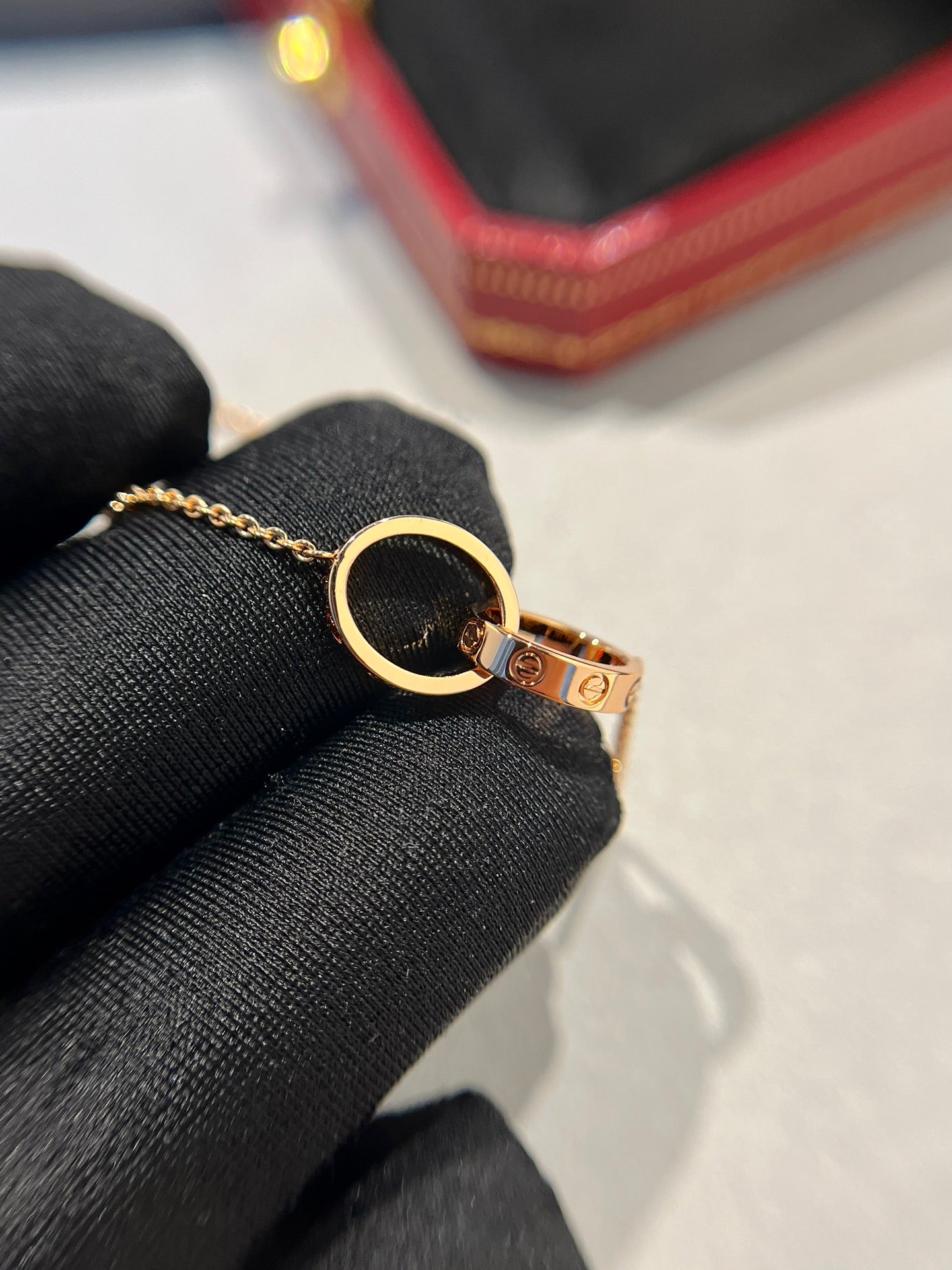 [Together Jewelry]LOVE NECKLACE DOUBLE RING PINK GOLD
