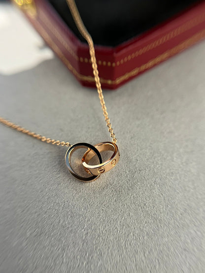 [Together Jewelry]LOVE NECKLACE DOUBLE RING PINK GOLD