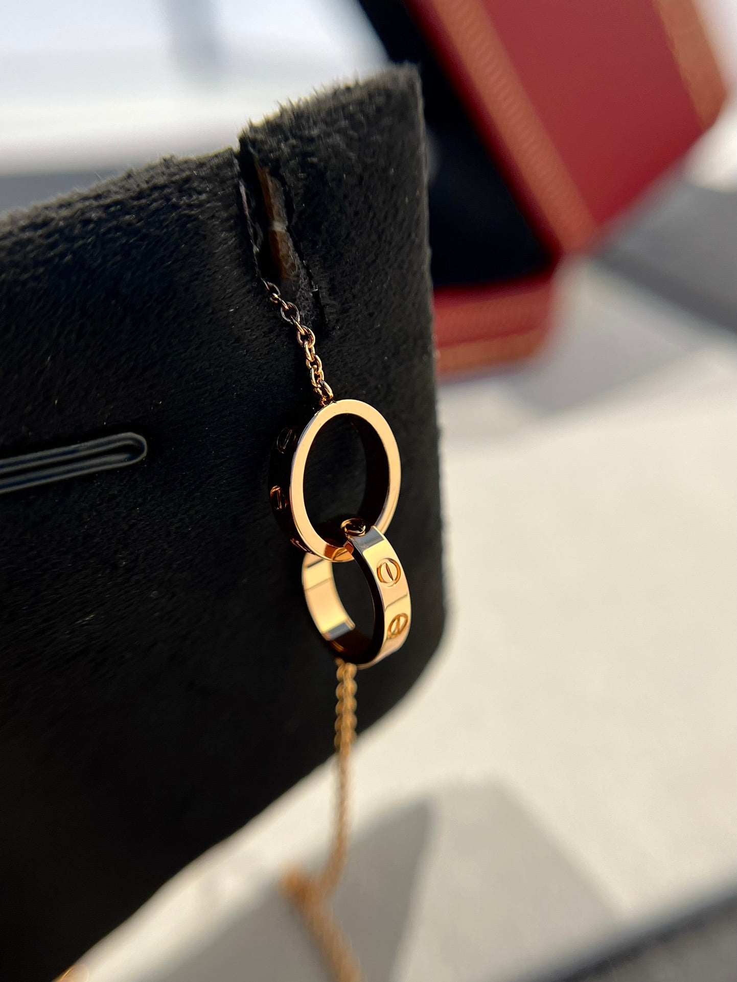 [Together Jewelry]LOVE NECKLACE DOUBLE RING PINK GOLD