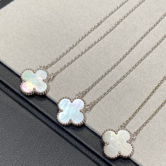 [Together]CLOVER MEDIUM SILVER WHITE MOP NECKLACE