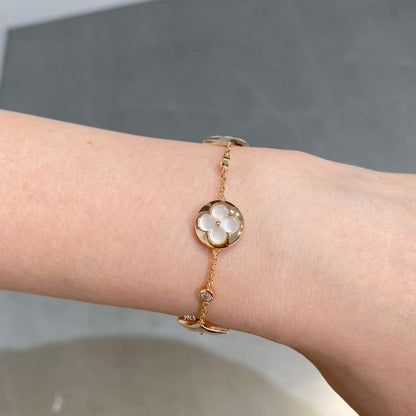 [Together Jewelry]STAR AND SUN 4 MOTIF WHITE MOP PINK GOLD BRACELET