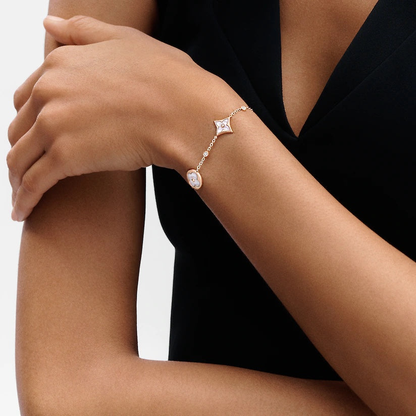 [Together Jewelry]STAR AND SUN 4 MOTIF WHITE MOP PINK GOLD BRACELET