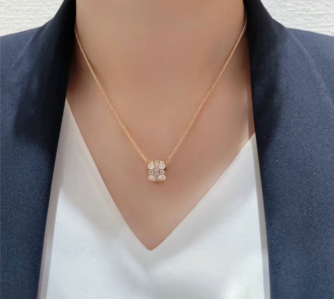 [Together Jewelry]BEE LOVE DIAMOND PAVED 3 ROW NECKLACE