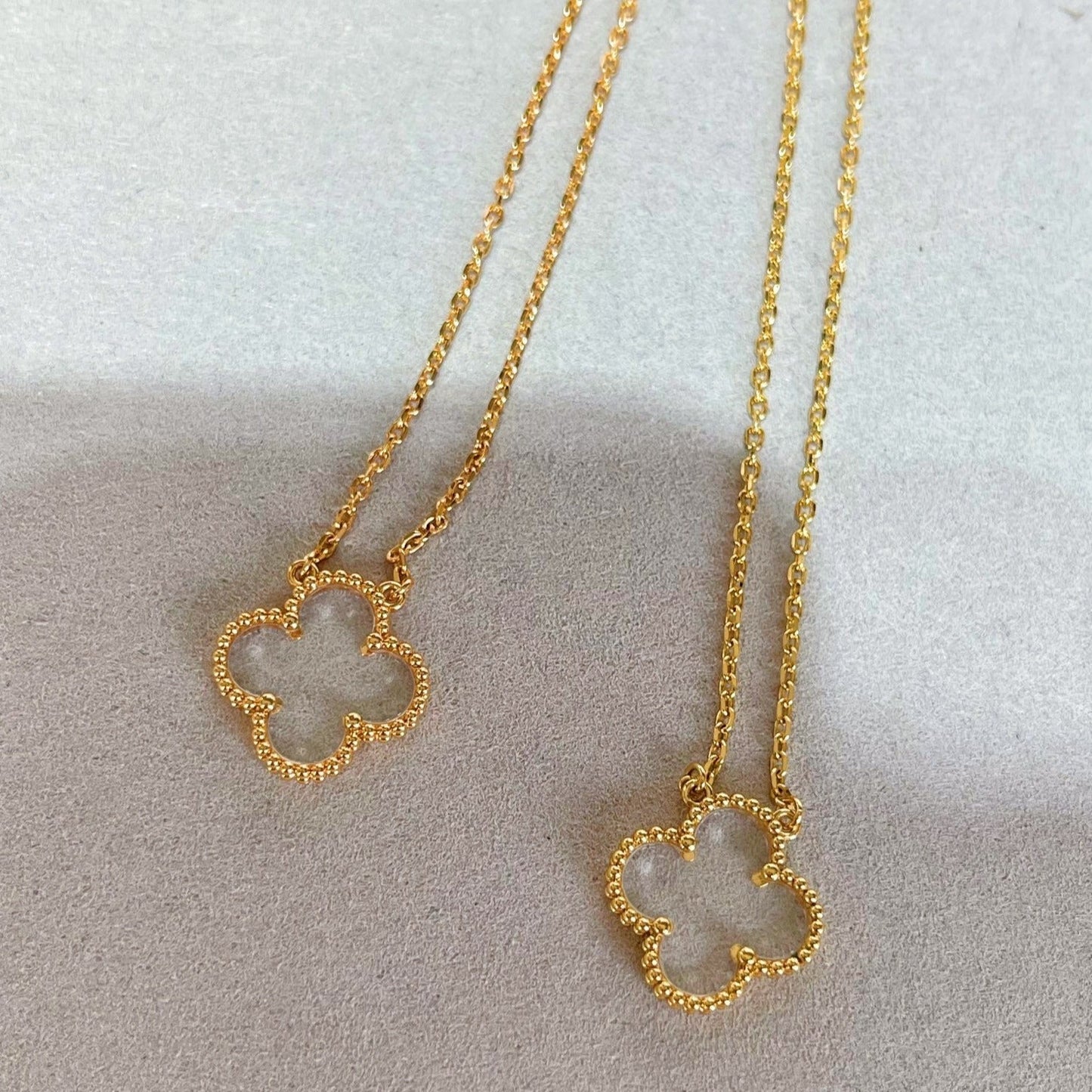 [Together]CLOVER ROCK CRYSTAL ROSE GOLD NECKLACE