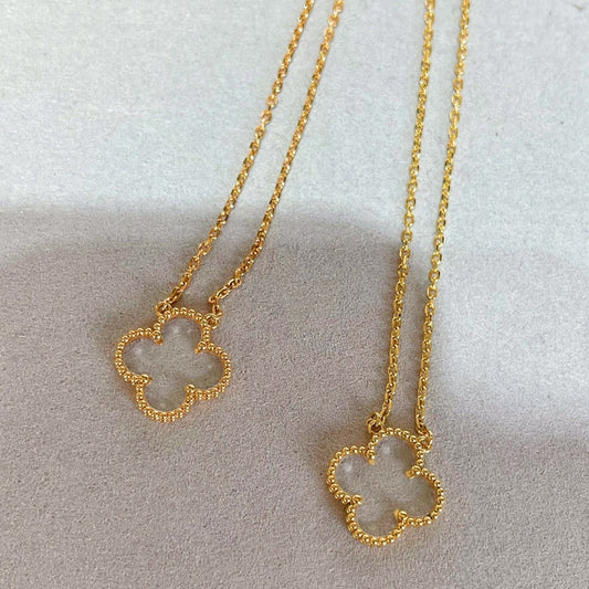 [Together]CLOVER ROCK CRYSTAL ROSE GOLD NECKLACE