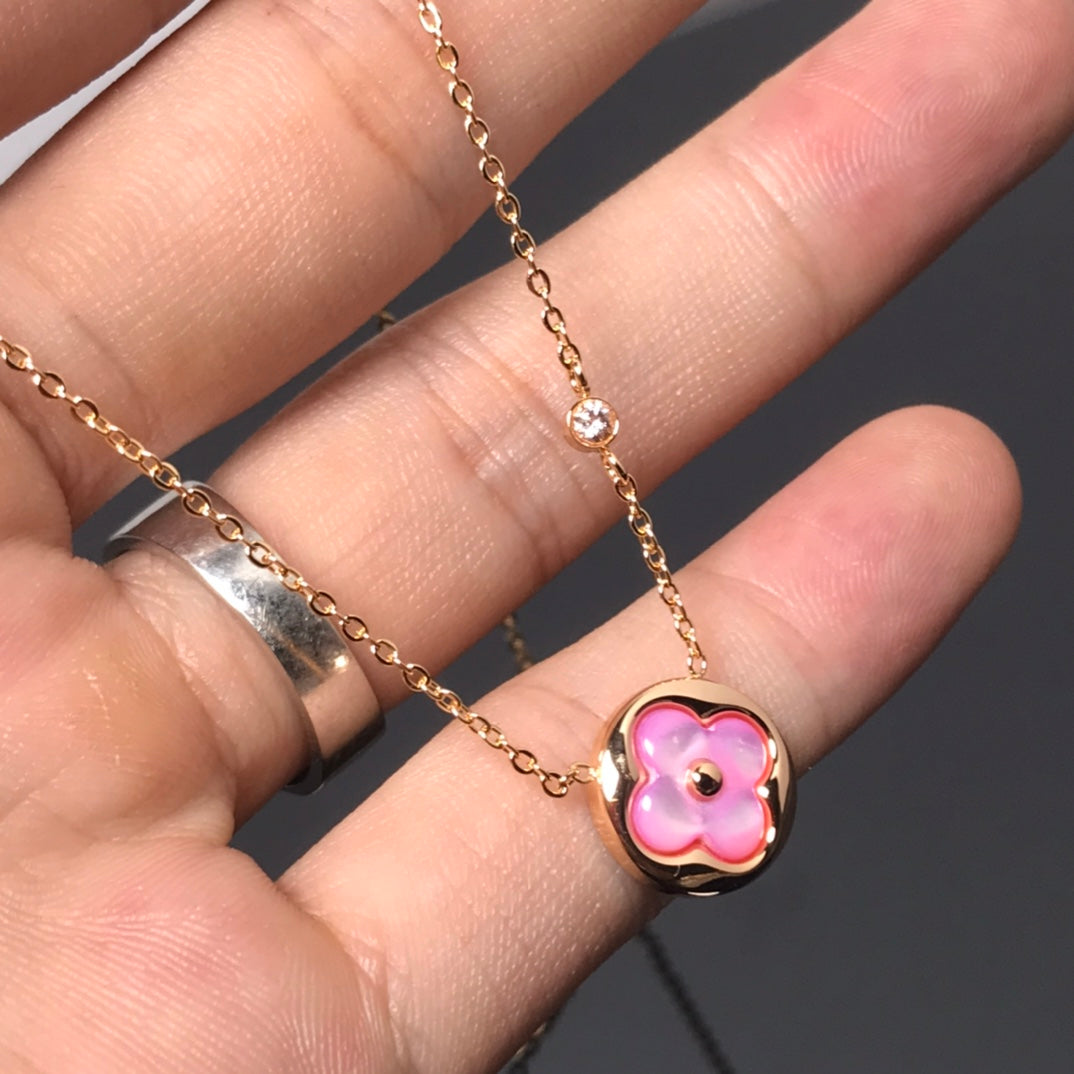 [Together Jewelry]COLOR BLOSSOM PINK MOP SUN GOLD NECKLACE