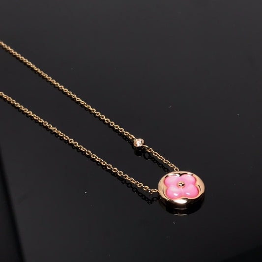 [Together Jewelry]COLOR BLOSSOM PINK MOP SUN GOLD NECKLACE