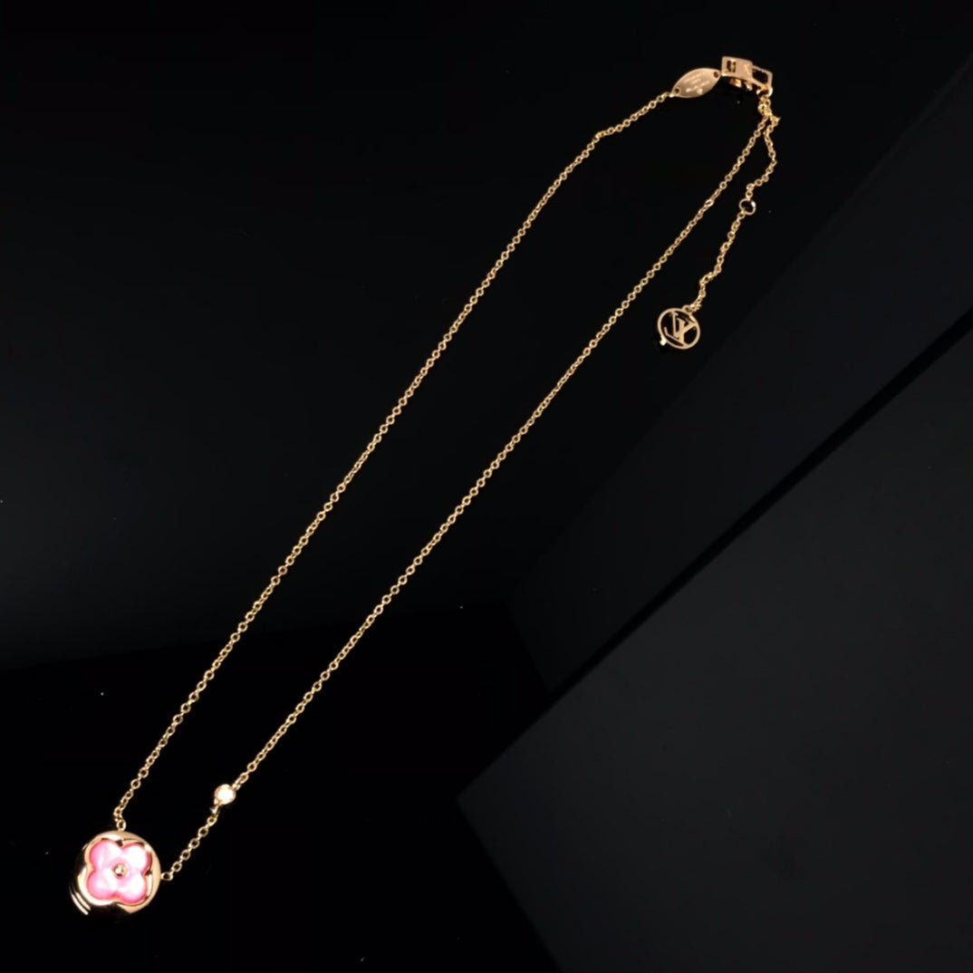 [Together Jewelry]COLOR BLOSSOM PINK MOP SUN GOLD NECKLACE