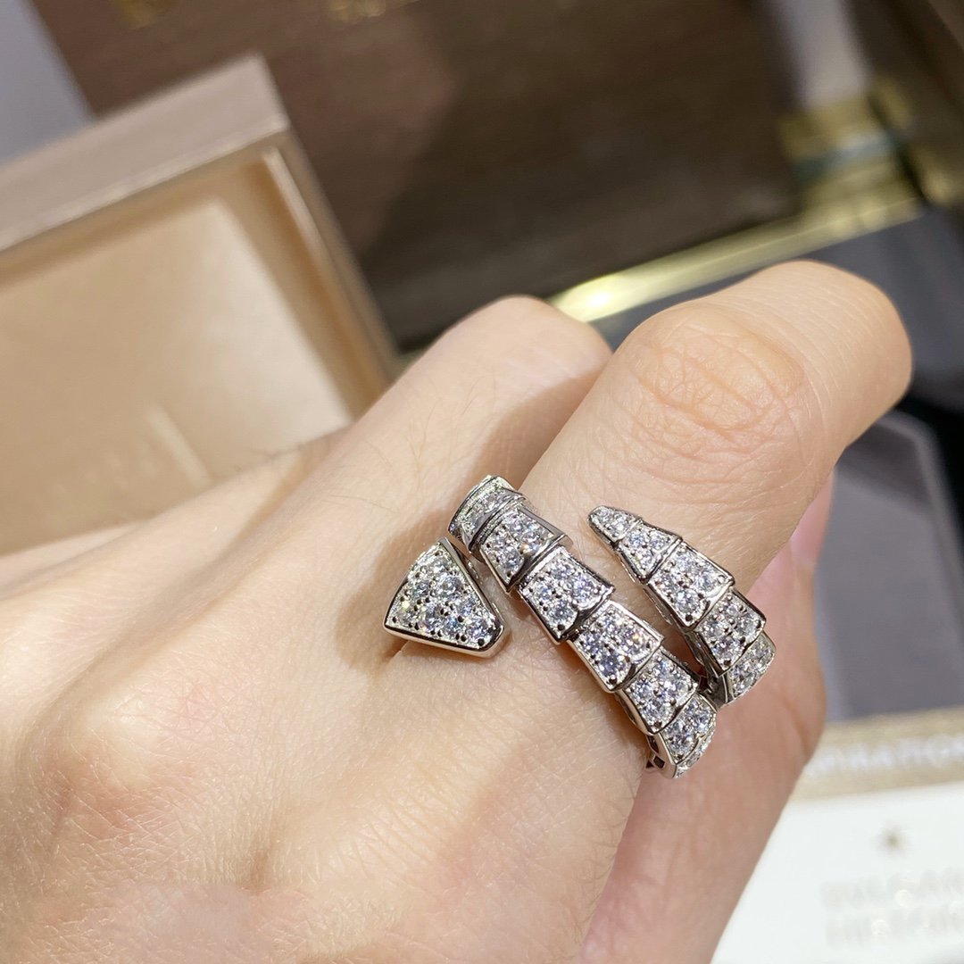 [Together Jewelry]SERPENTI DOUBLE RING SILVER DIAMOND PAVED
