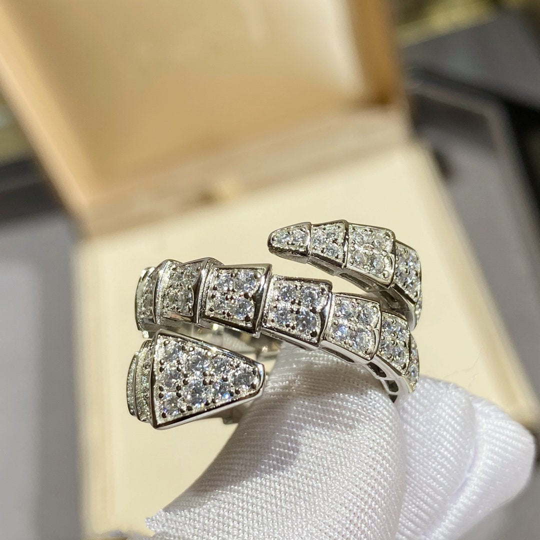 [Together Jewelry]SERPENTI DOUBLE RING SILVER DIAMOND PAVED