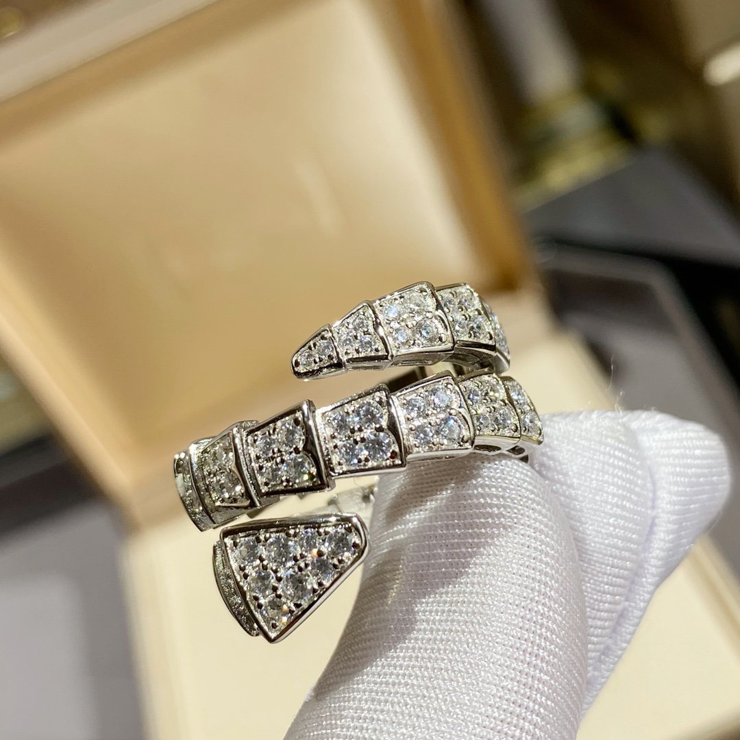 [Together Jewelry]SERPENTI DOUBLE RING SILVER DIAMOND PAVED