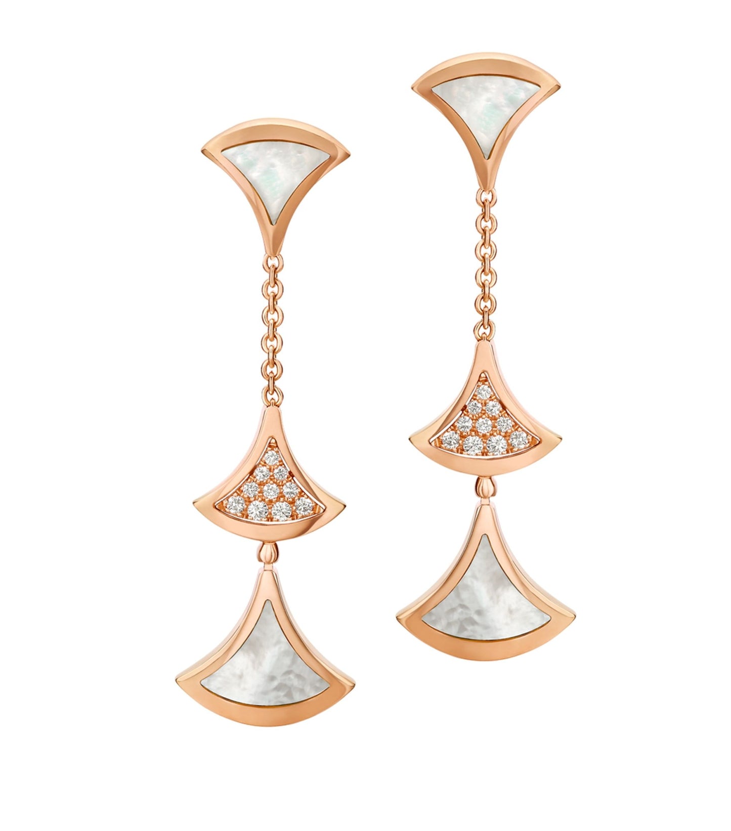 [Together Jewelry]DREAM EARRINGS 3 MOTIFS DIAMOND MOP PINK GOLD