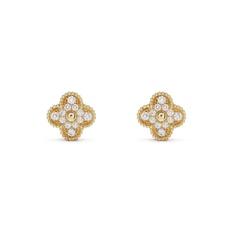 [Together]CLOVER MEDIUM 1 MOTIFS FUll DIAMOND EARRINGS