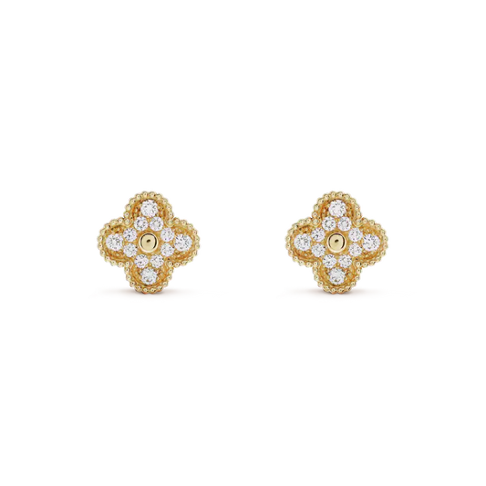 [Together]CLOVER MEDIUM 1 MOTIFS FUll DIAMOND EARRINGS