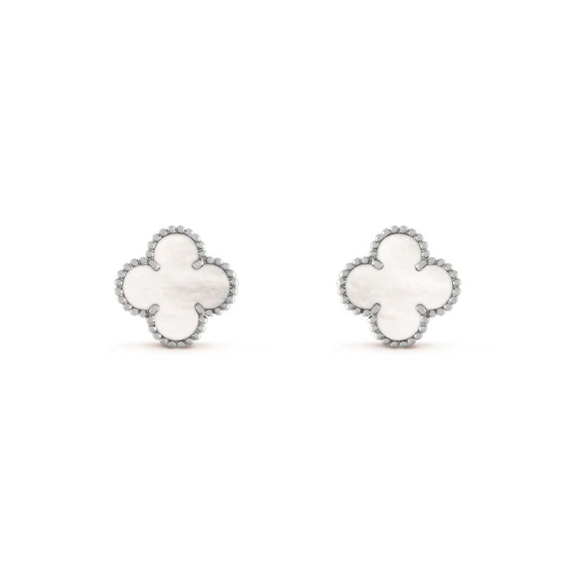 [Together]CLOVER MEDIUM 1 MOTIFS  WHITE MOP EARRINGS SILVER