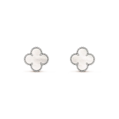 [Together]CLOVER MEDIUM 1 MOTIFS  WHITE MOP EARRINGS SILVER