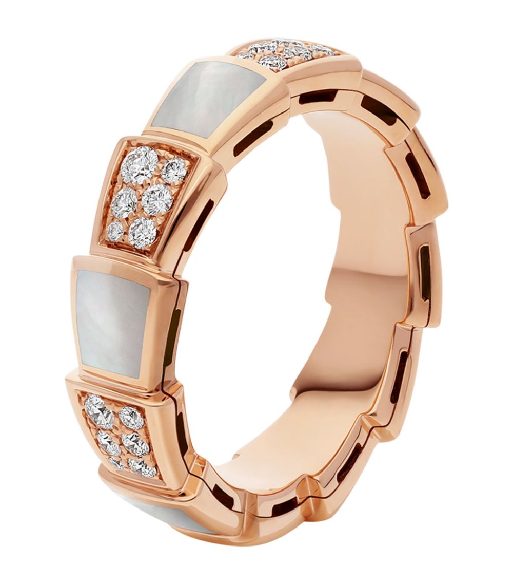 [Together Jewelry]SERPENTI RING PINK GOLD MOP DIAMOND PAVED 4MM