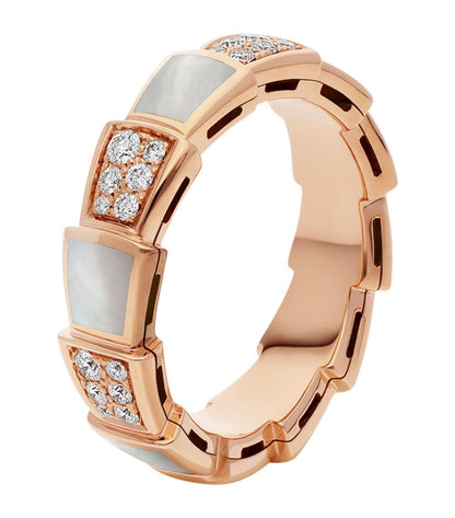 [Together Jewelry]SERPENTI RING PINK GOLD MOP DIAMOND PAVED 4MM