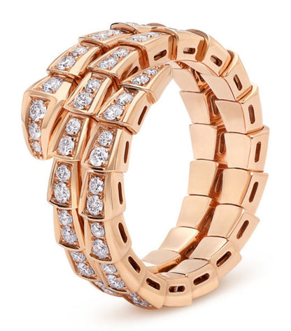 [Together Jewelry]SERPENTI RING PINK GOLD DIAMOND DOUBLE ROW