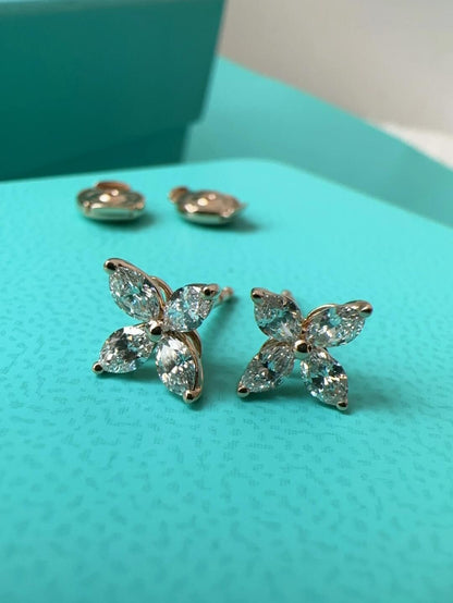 [Together Jewelry]Tiffany Victoria Collection Rose Gold Clover Diamond Stud Earrings