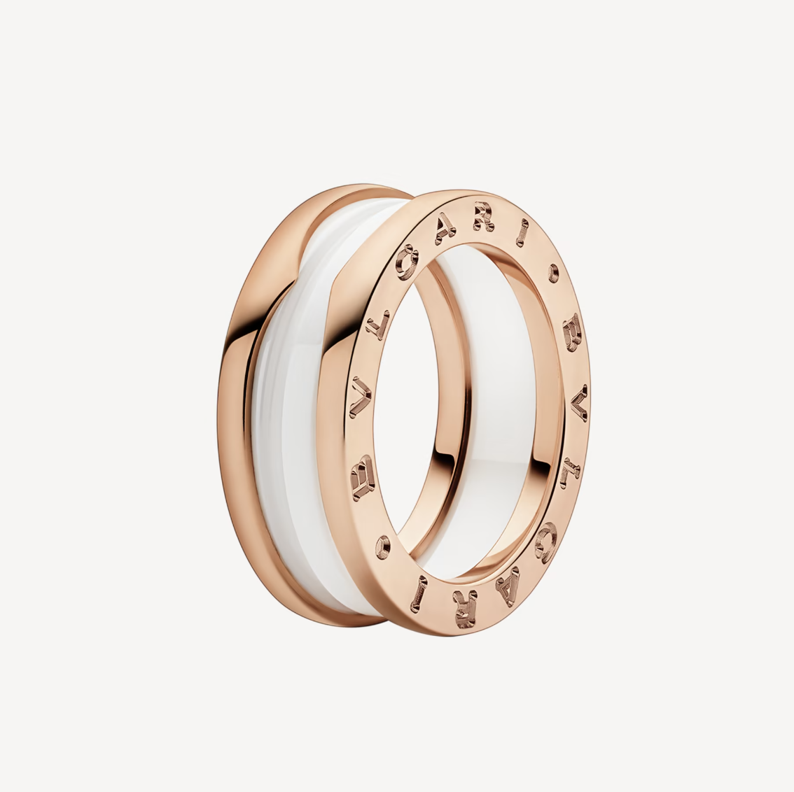 [Together Jewelry]ZERO 1 TWO-BAND LOOPS AND WHITE CERAMIC SPIRAL PINK GOLD RING