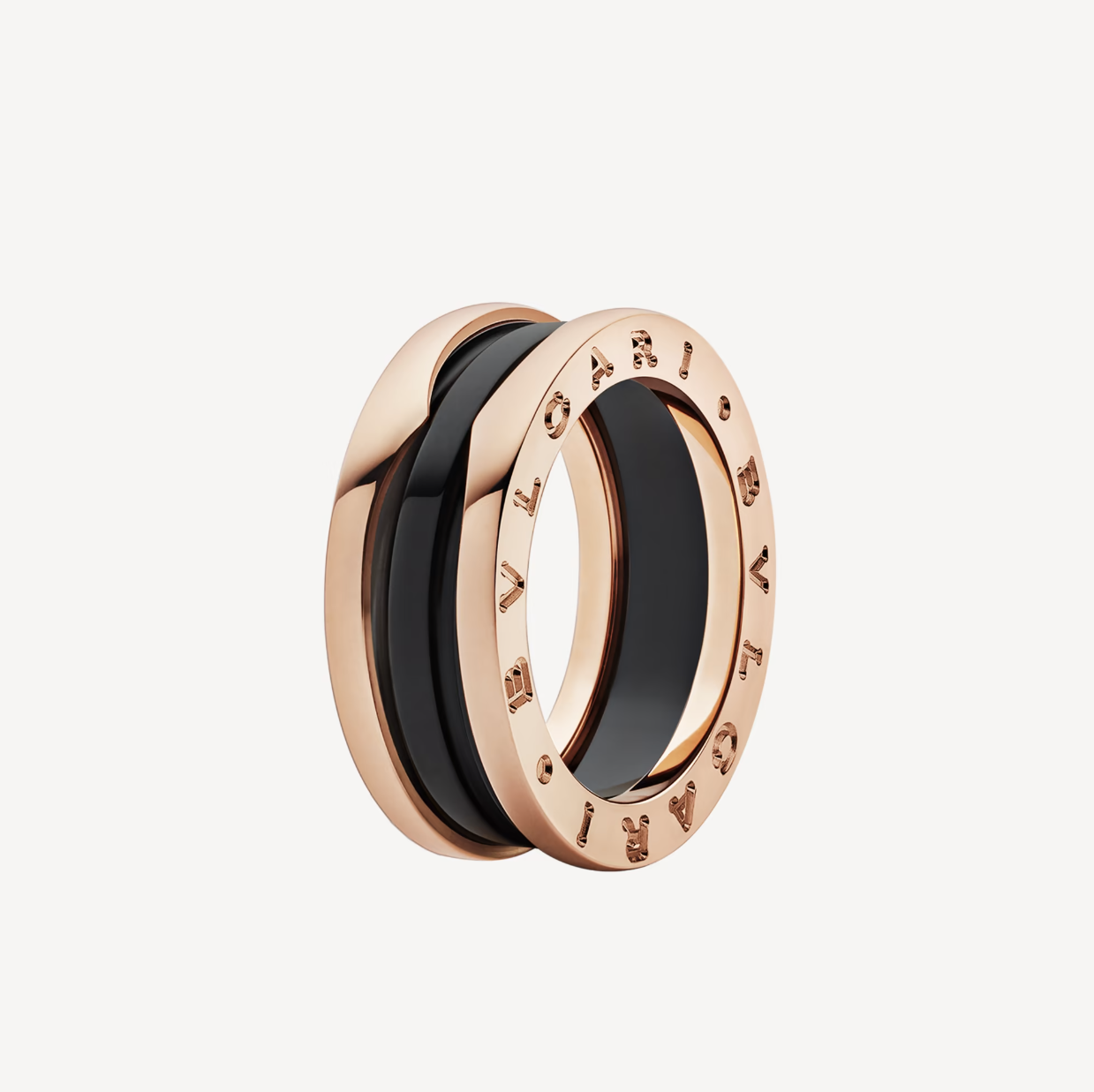 [Together Jewelry]ZERO 1 TWO-BAND LOOPS AND BLACK CERAMIC PINK GOLD RING