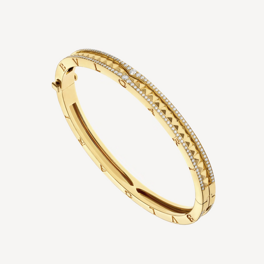 [Together Jewelry]ZERO 1 SPIRAL AND PAVED DIAMOND GOLD BRACELET