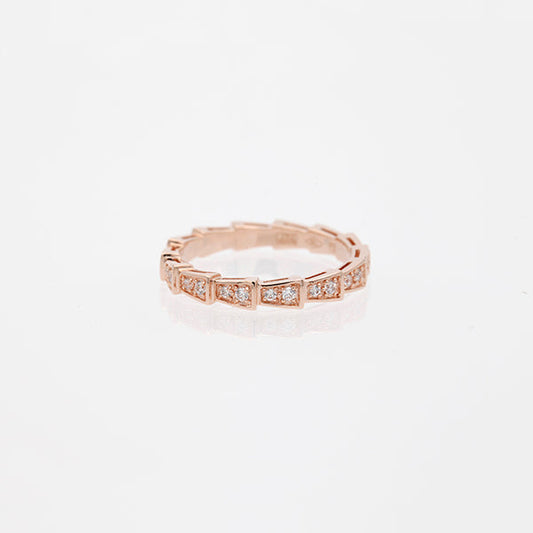 [Together Jewelry]SERPENTI RING PINK GOLD DIAMOND PAVED 3MM