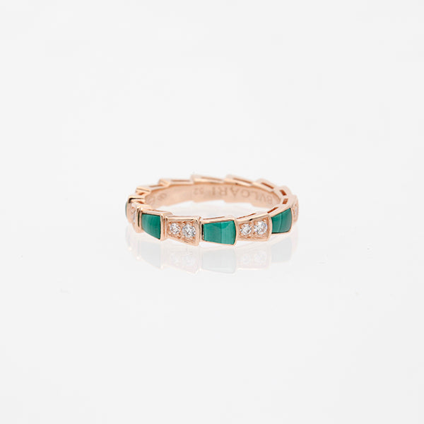 [Together Jewelry]SERPENTI RING PINK GOLD MALACHITE DIAMOND 3MM