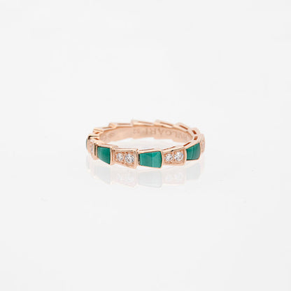 [Together Jewelry]SERPENTI RING PINK GOLD MALACHITE DIAMOND 3MM