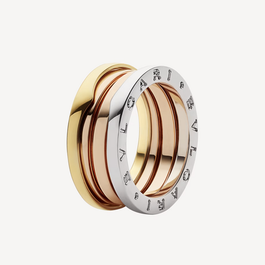 [Together Jewelry]ZERO 1 THREE-BAND ROSE WHITE AND YELLOW RING