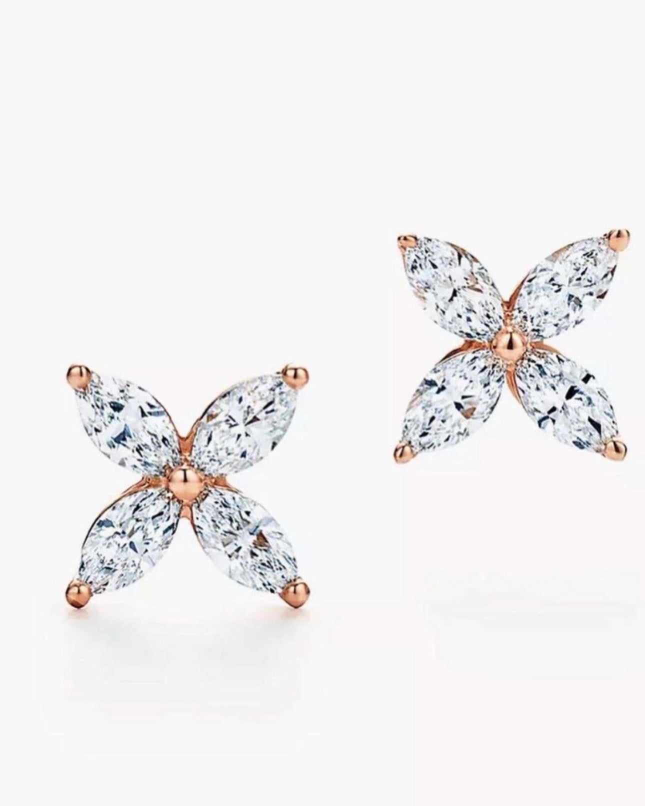[Together Jewelry]Tiffany Victoria Collection Rose Gold Clover Diamond Stud Earrings