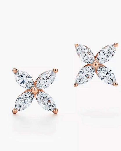 [Together Jewelry]Tiffany Victoria Collection Rose Gold Clover Diamond Stud Earrings
