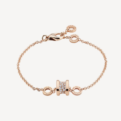 [Together Jewelry]ZERO 1 SOFT PINK GOLD WITH PAVED DIAMONDS ON THE SPIRAL BRACELET
