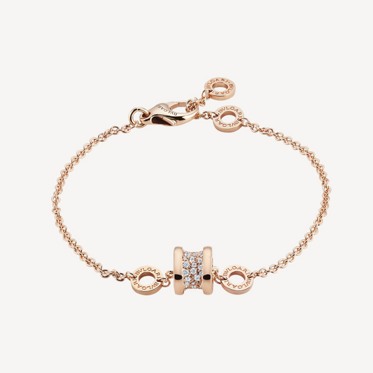 [Together Jewelry]ZERO 1 SOFT PINK GOLD WITH PAVED DIAMONDS ON THE SPIRAL BRACELET