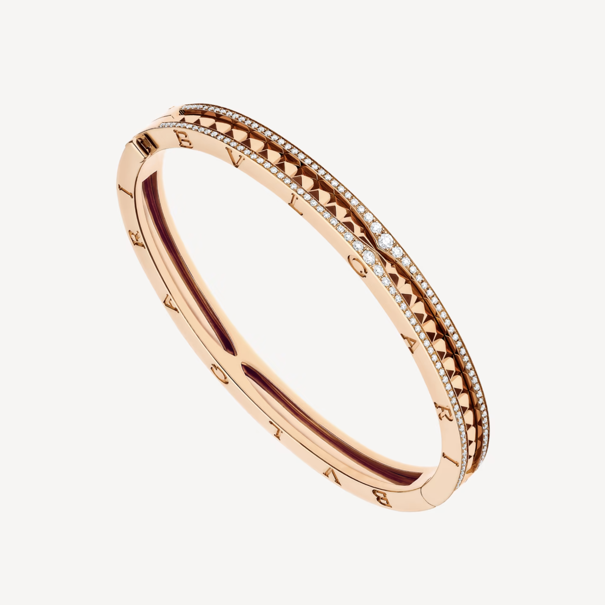 [Together Jewelry]ZERO 1 SPIRAL AND PAVED DIAMOND PINK GOLD BRACELET