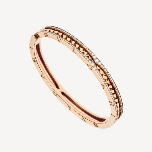 [Together Jewelry]ZERO 1 SPIRAL AND PAVED DIAMOND PINK GOLD BRACELET