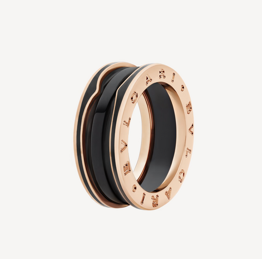 [Together Jewelry]ZERO 1 TWO-BAND WITH MATTE BLACK CERAMIC PINK GOLD RING