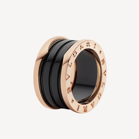 [Together Jewelry]ZERO 1 FOUR-BAND LOOPS AND BLACK CERAMIC SPIRAL PINK GOLD RING