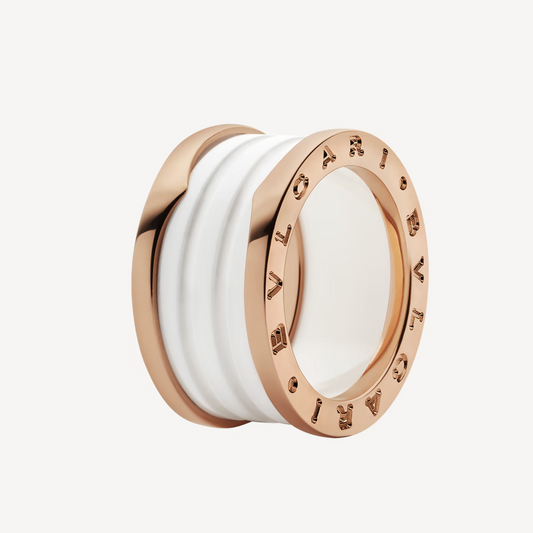 [Together Jewelry]ZERO 1 FOUR-BAND LOOPS AND WHITE CERAMIC SPIRAL PINK GOLD RING