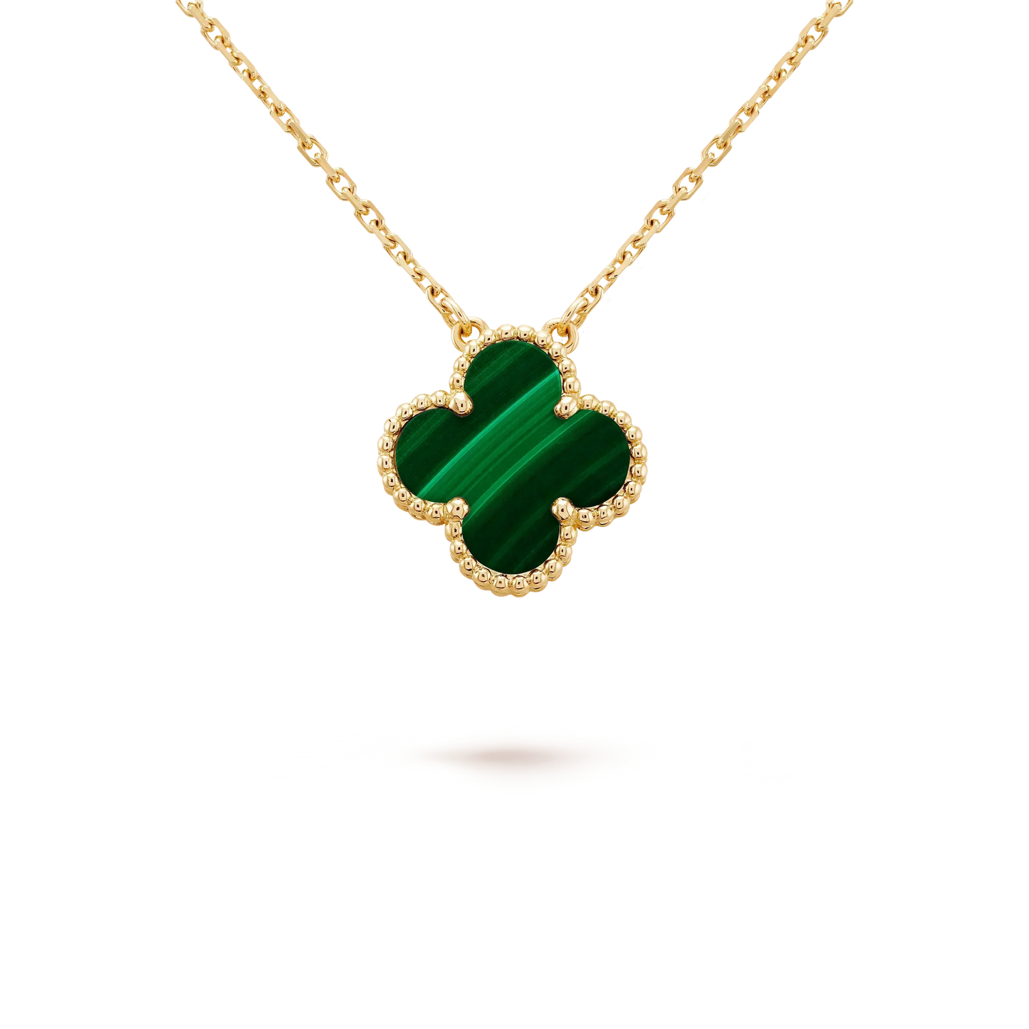 [Together]CLOVER 15MM MALACHITE SINGLE FLOWER  NECKLACE