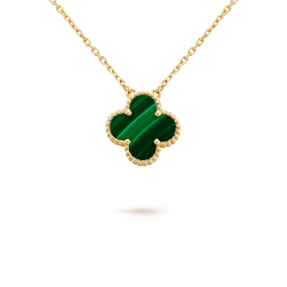 [Together]CLOVER 15MM MALACHITE SINGLE FLOWER  NECKLACE