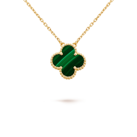 [Together]CLOVER 15MM MALACHITE SINGLE FLOWER  NECKLACE