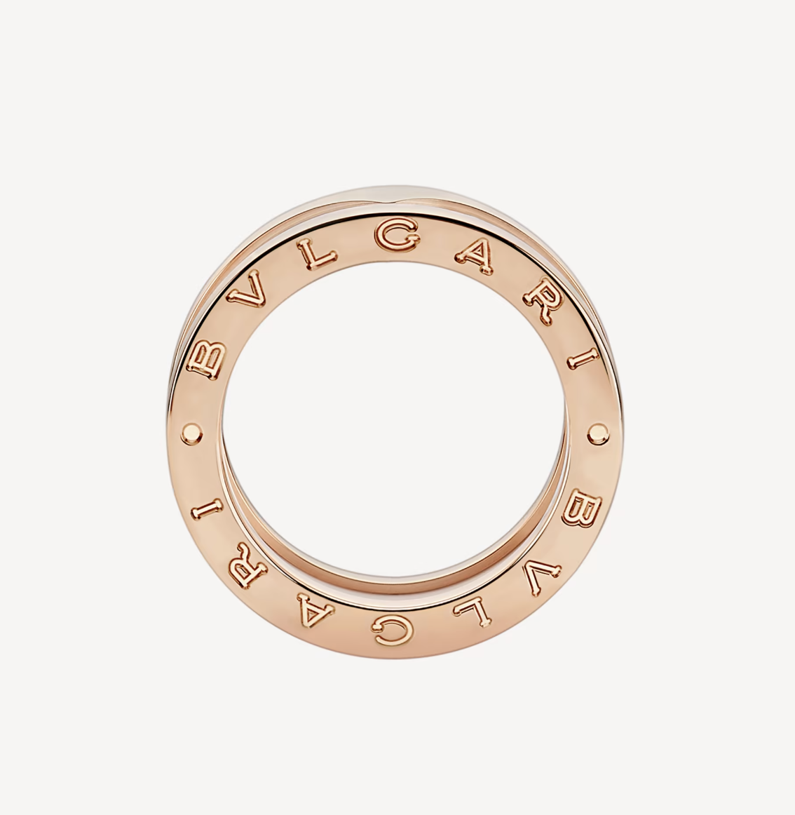 [Together Jewelry]ZERO 1 TWO-BAND LOOPS AND WHITE CERAMIC SPIRAL PINK GOLD RING