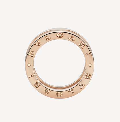 [Together Jewelry]ZERO 1 TWO-BAND LOOPS AND WHITE CERAMIC SPIRAL PINK GOLD RING