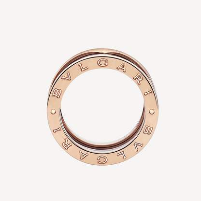 [Together Jewelry]ZERO 1 FOUR-BAND LOOPS AND BLACK CERAMIC SPIRAL PINK GOLD RING