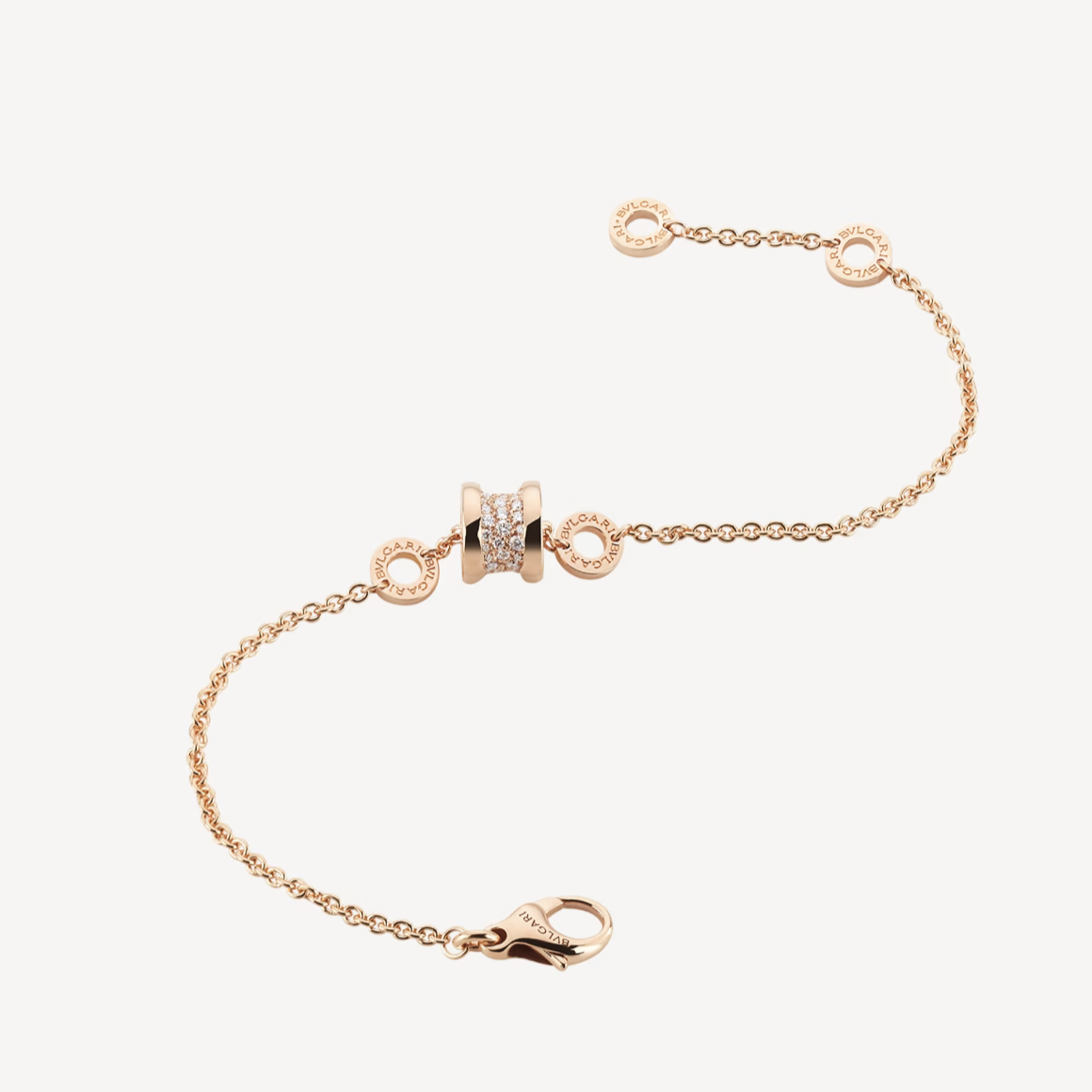 [Together Jewelry]ZERO 1 SOFT PINK GOLD WITH PAVED DIAMONDS ON THE SPIRAL BRACELET
